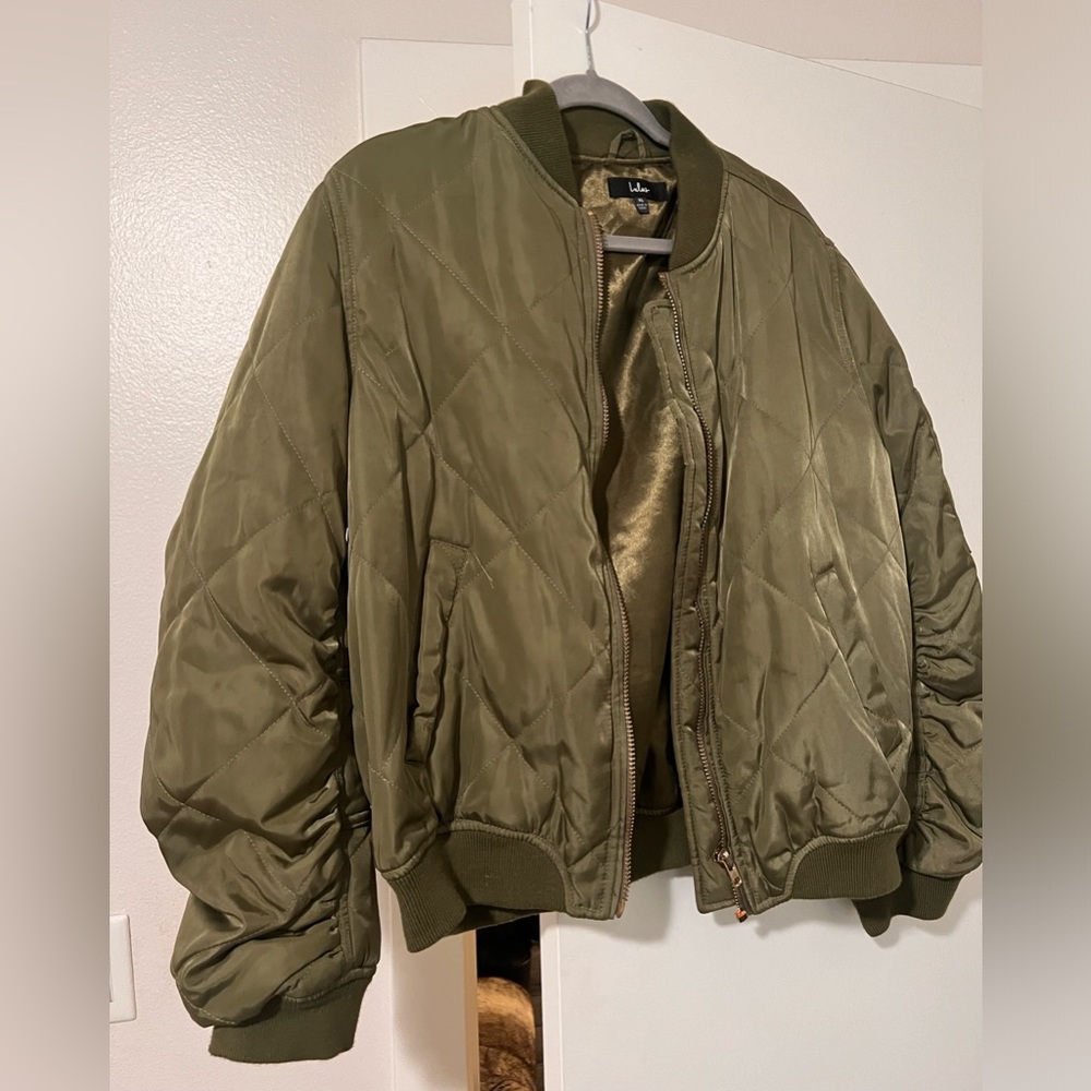 Olive Green quilted bomber jacket XL